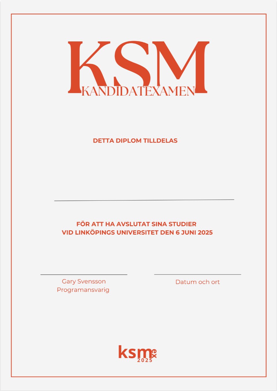 Examensdiplom KSM kandidatexamen